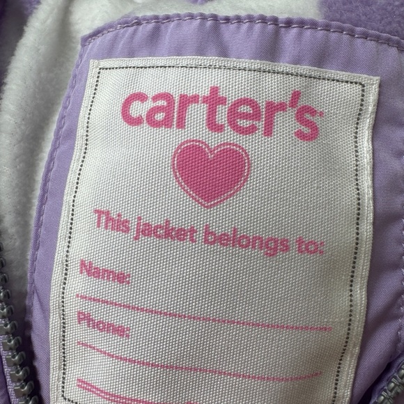 NWOT Carter's 3T Girls Purple Unicorn Snow Suit Puffer Jacket for Kids wit Horn - Picture 6 of 6